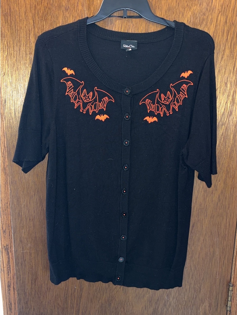 Torrid Retro Chic Size 3 Halloween Bat Embroidered Black Cardigan 3X